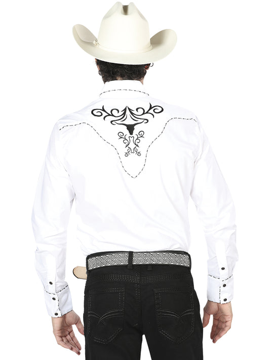 El General Embroidery Western Shirt White/Black 41004