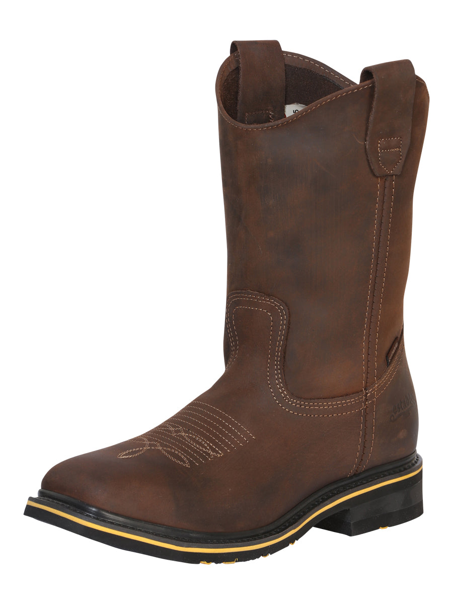 Establo Men’s Rodeo Boot - Crazy Leather Tan with Steel Toe 41544