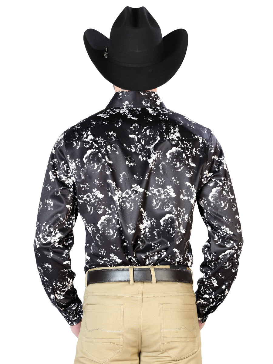 Black And Beige Casual Long Sleeve Shirt 43946