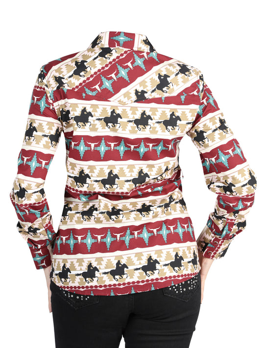 El General Black/Gold Casual Long-Sleeve Shirt - Burgandy 44480