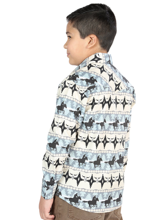 Casual Long-Sleeve Shirt by El General Blue 44494