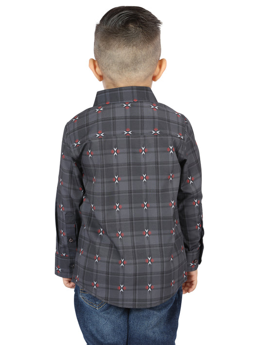 El General Gray/Brown Casual Long-Sleeve Shirt 44742