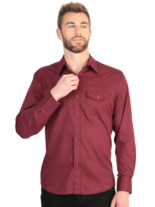 El General Men’s Long Sleeve Western Shirt - Burgundy Stretch
45615