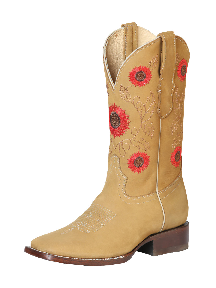 Woman Cowboy boot El General - Leatrher Nobuck Honey 51125