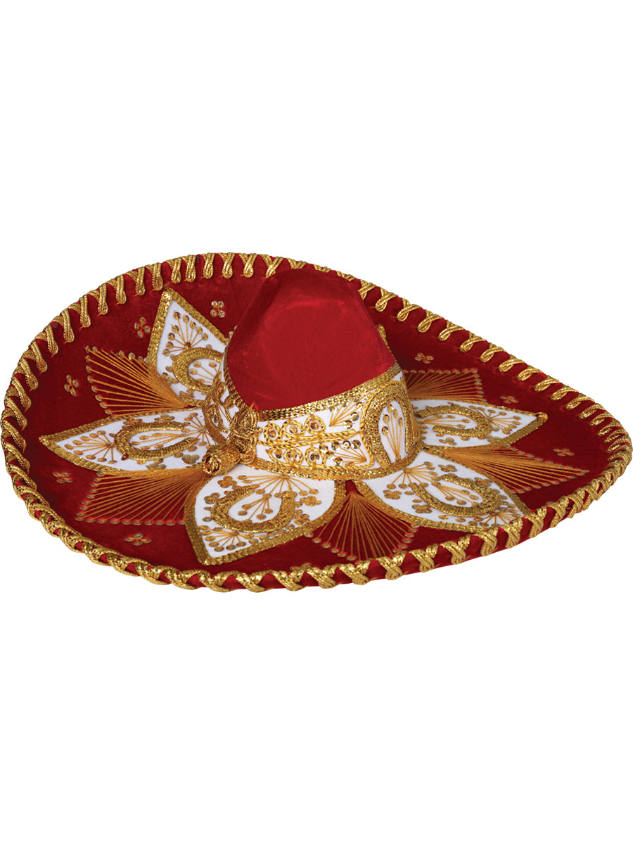Adult Mexican Charro Hat Velvet Red/Gold 600767