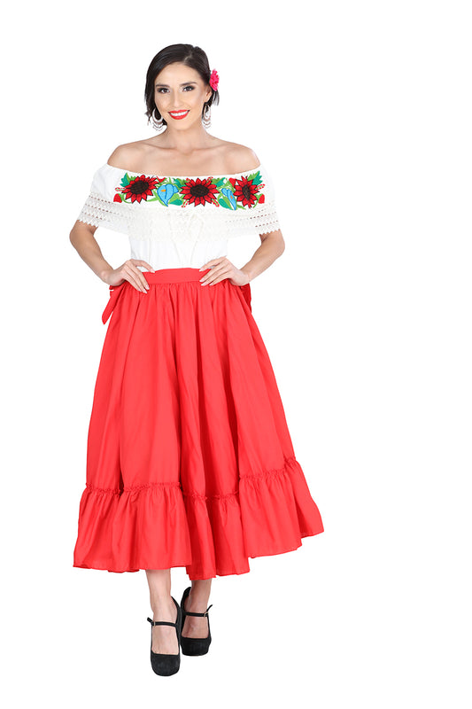 Dancing Skirt Doble Vuelo 100% Cotton Red 601312