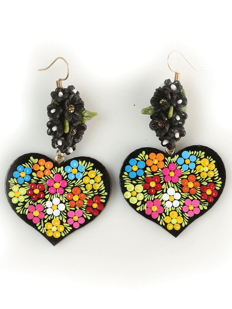 Artisanal Hand Painted Earrings Multicolor 603110