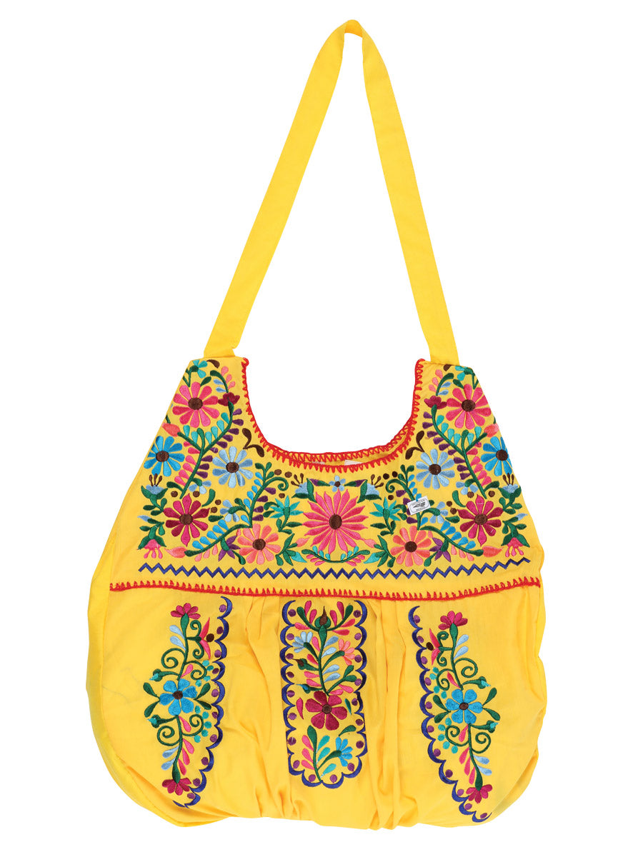 Artisanal Embroidered Handbag 50% Cotton, 50% Polyester Yellow 603193