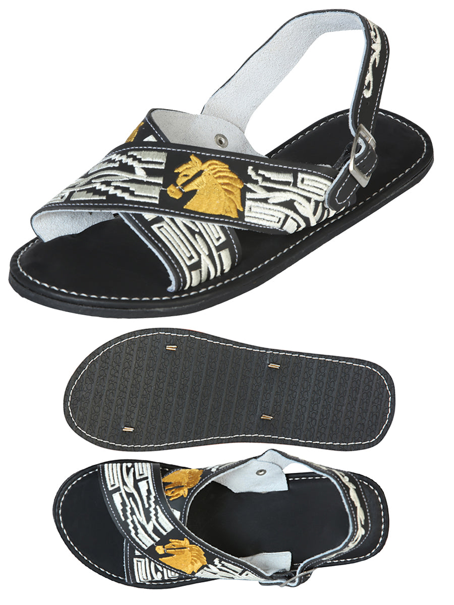 Mexican Artisanal Sandals 50% Leather, 50% Synthetic Black 603792