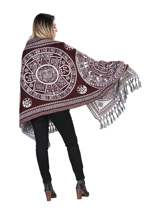 Mexican Artisanal Shawl 100% Acrylic Wine 603889