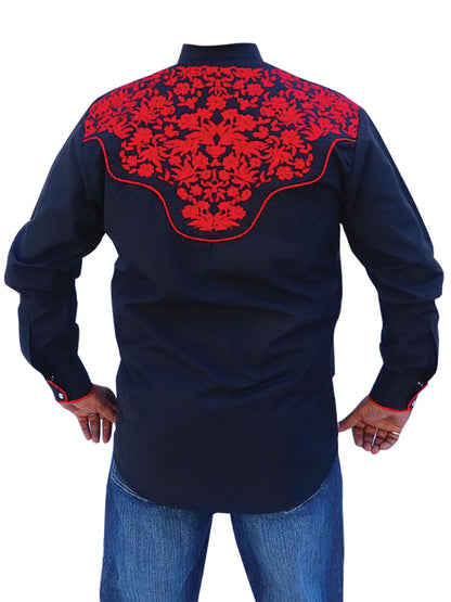 El Señor de los Cielos Embroidery Shirt Black/Red 43297