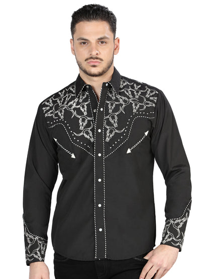 El Señor De Los Cielos Embroidery Shirt Black/White 44340