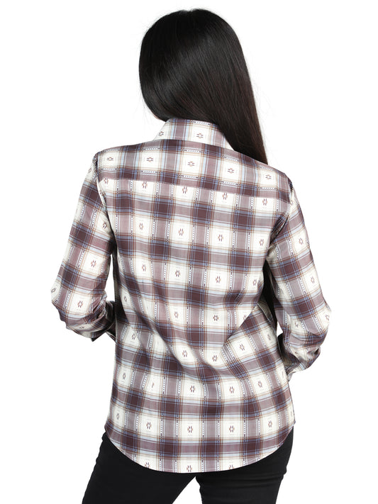 El General  -  Casual Long-Sleeve Shirt  - Beige/Burgandy 44730