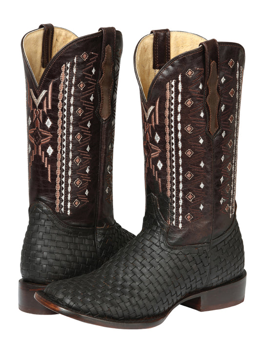 El General Men’s Leather Rodeo Boots Petatillo - Crazy Brown  44861