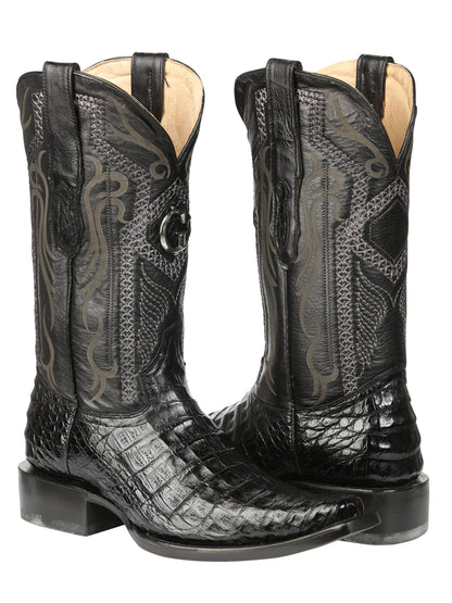 El General Men's Exotic Caiman Belly Cowboy Boots - Black 45078