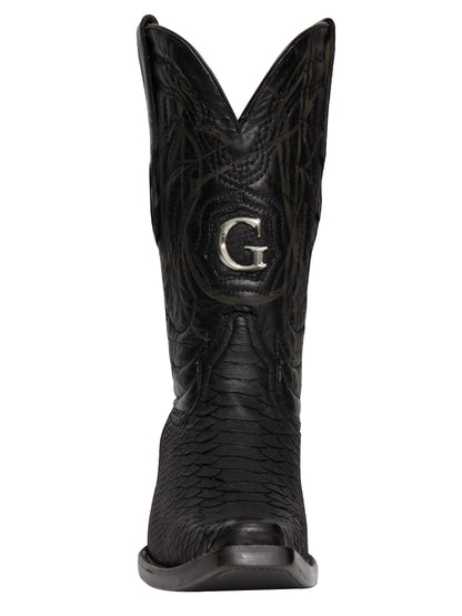 El General Men's Exotic Python Leather Cowboy Boots - Black  45087
