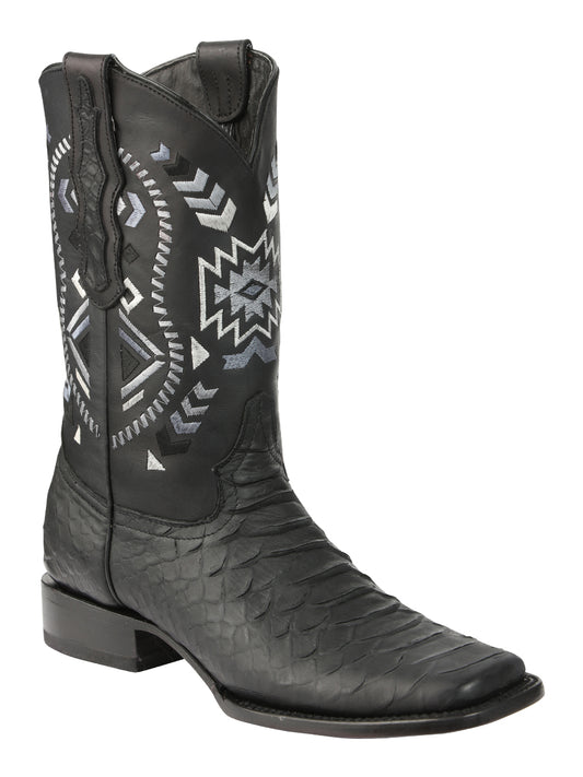 El General Men’s Black Python Imitation Rodeo Boots 45398