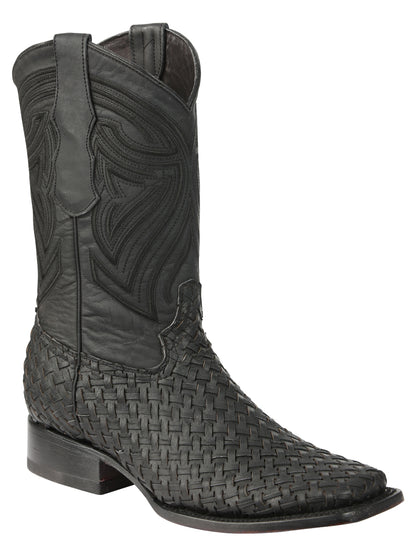 El General Men’s Leather Rodeo Boots Petatillo - Black 45400