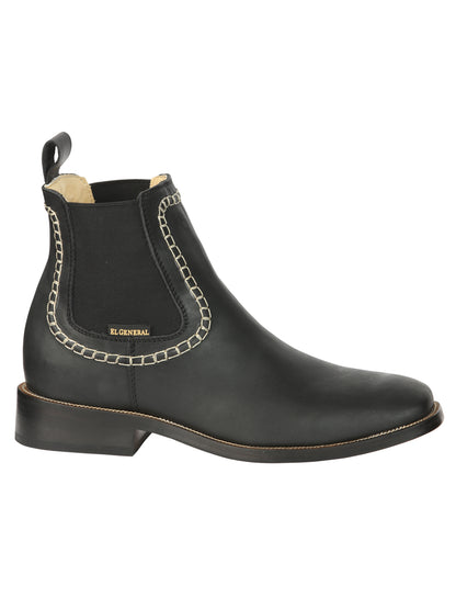El General Men’s Leather Ankle Boots - Black 45420