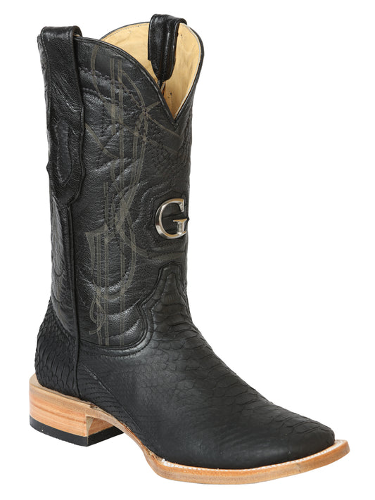 El General Men's Exotic Python Rodeo Boots - Black 45503