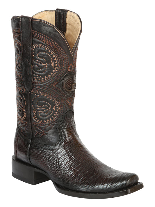 El General Men's Exotic Lizard Cowboy Boots - Brown 45513