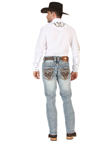 Centenario Men's Premium Denim Boot Cut Pants - Dark Blue 45530