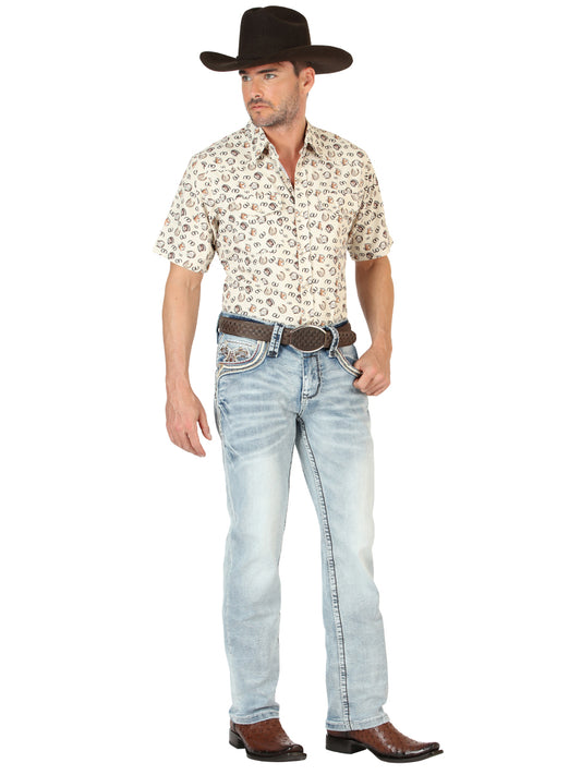 Centenario Men's Premium Denim Boot Cut Pants - Medium Blue  45533