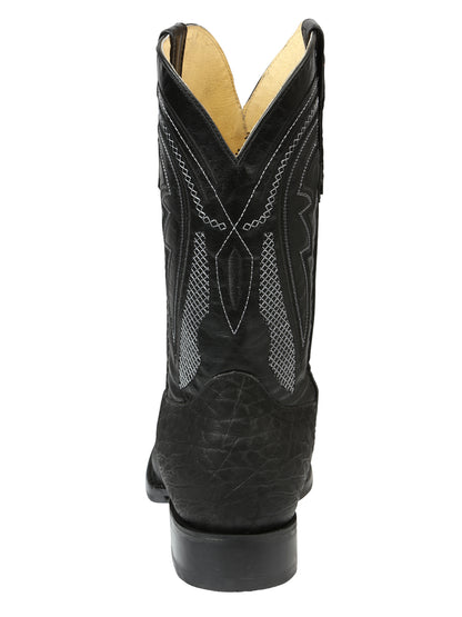 Men’s El General Western Boots - Imitation Bull Neck Black 45666