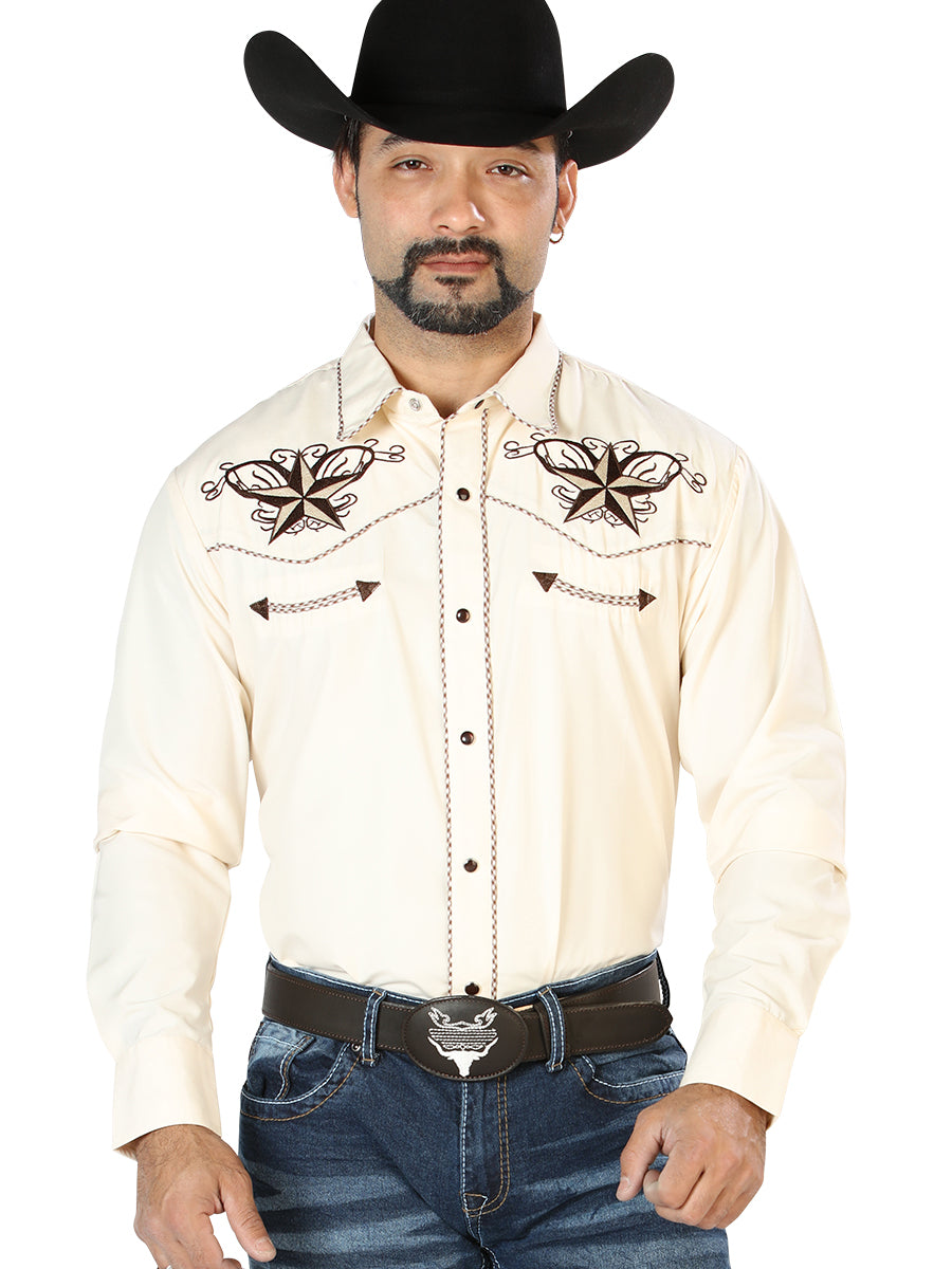 El General Embroidery Western Shirt Beige/Black 126684