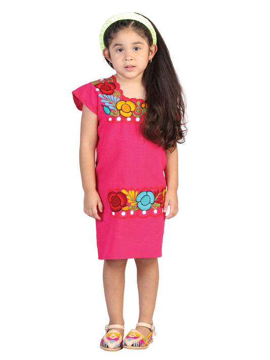 Artisanal Embroidered Dress  50% Cotton, 50% Polyester Pink  601661