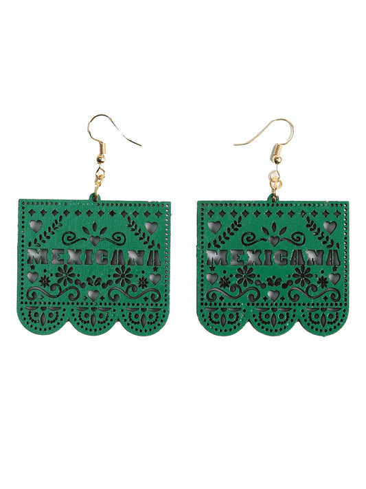 Artisanal Handmade Earrings Wood Green 603947