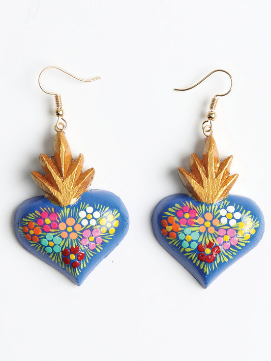 Artisanal Hand Painted Earrings Blue 603975
