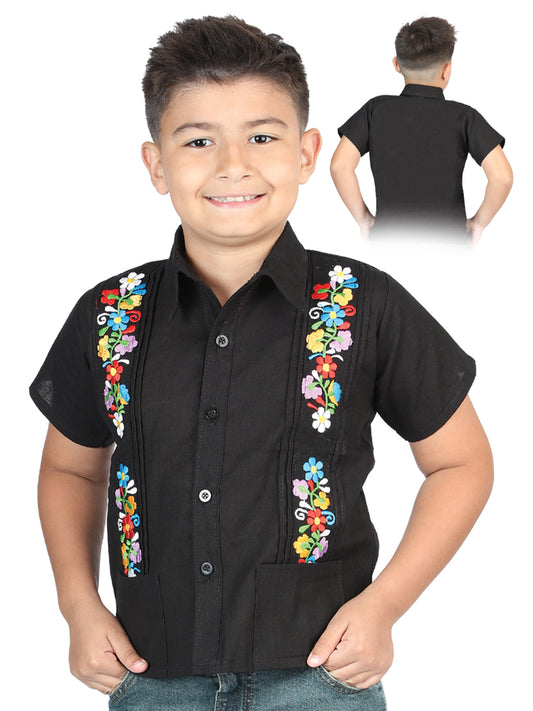 Artisanal Embroidered Shirt 100% Cotton Black 603980