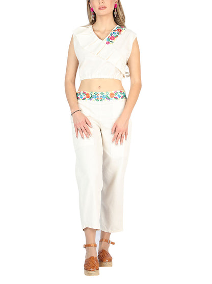 Artisanal Embroidered Set 100% Cotton Beige 604049