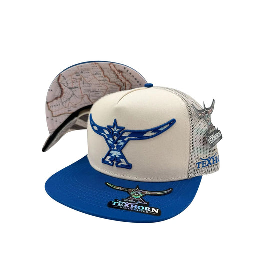 TexHorn Premium Trucker Cap – Blue & Cream